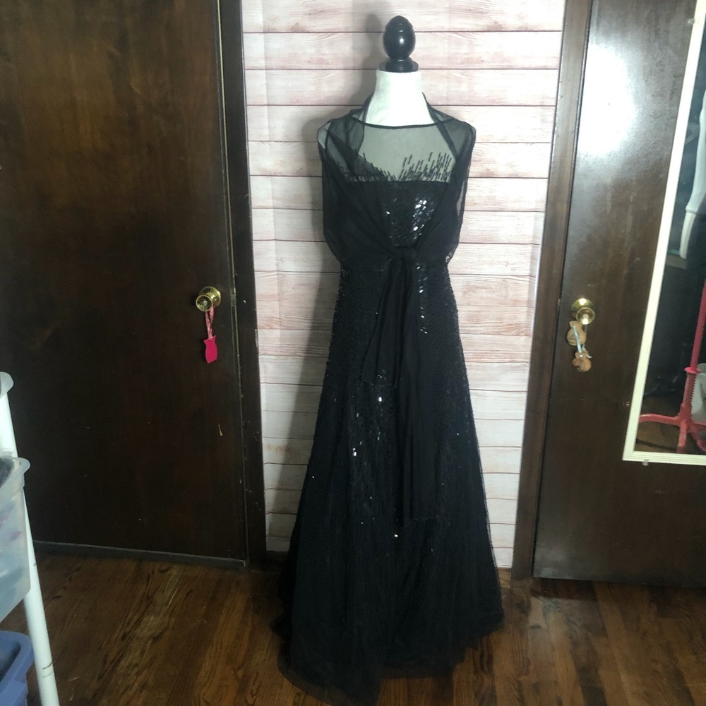 Black Terani couture gown & shawl